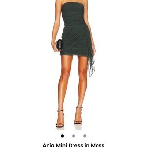 Amanda Uprichard Strapless Anja Mini Dress in Moss